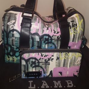 L.A.M.B NWOT Bowling Bag w/matching wallet